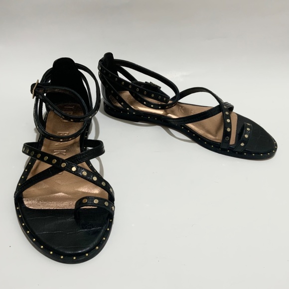 Ted Baker Mathar Black Croc Leather Ankle Strap Studded Gladiator Sandals 9 39.5 - Picture 12 of 16